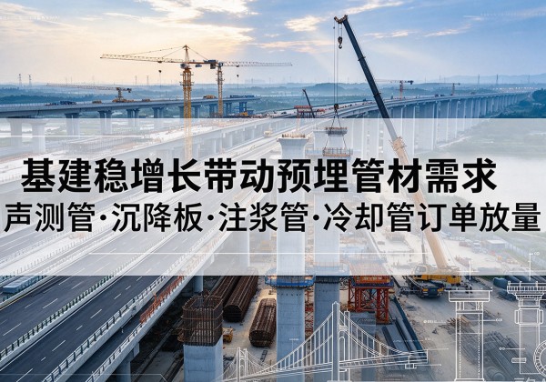 霍尔果斯基建稳增长带动预埋监测管材需求，声测管、沉降板、注浆管订单持续放量